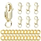 Brass Lobster Claw Clasps, with Jump Rings, Real 14K Gold Plated, 4~12x4~6x0.8~3mm, Hole: 2.4~3mm