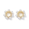 Rack Plating Brass Spacer Beads, with Plastic Imitation Pearl, Flower, Long-Lasting Plated, Cadmium Free & Lead Free, Real 18K Gold Plated, 11~11.5x3mm, Hole: 4mm