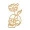 201 Stainless Steel Pendants, Laser Cut, Rose with Skull Charm, Real 18K Gold Plated, 44x25x1mm, Hole: 2mm