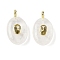 Natural Quartz Crystal & Cubic Zirconia Pendants, Oval Charms with Brass Loops, Golden, 21.5x13x6.5mm, Hole: 1.8mm