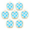 Resin Pendants, with Light Gold Plated Alloy, Cadmium Free & Nickel Free & Lead Free, Square with Heart, Deep Sky Blue, 17x14x5mm, Hole: 1.4mm