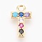 Brass Micro Pave Cubic Zirconia Charms, Letter, Golden, Letter.T, 13~14x7~10x2~2.5mm, Hole: 1.5~1.8mm