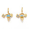 Brass Micro Pave Clear Cubic Zirconia European Dangle Charms, with Enamel, Jellyfish & Shell & Crab, Large Hole Pendants, Cadmium Free & Lead Free, Real 18K Gold Plated, 29.5~30.5mm, Hole: 4.5mm