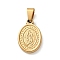 201 Stainless Steel Pendants, Virgin Mary, Religion Charms, PVD Vacuum Plating, Golden, Oval, 16.5x10.5x2mm, Hole: 5x3mm