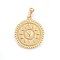 304 Stainless Steel Pendants, Flat Round with Heart, Golden, 28.5x25x2.5mm, Hole: 11x5mm