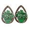 Saint Patrick's Day Single Face Printed Wood Big Pendants, Teardrop Charms with Clover, Green, 54x37.5x2.5mm, Hole: 1.5mm