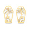 Halloween 201 Stainless Steel Pendants, Laser Cut, Coffin with Spider, Real 18K Gold Plated, 45x24x1mm, Hole: 1.5mm