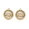 Ion Plating(IP) 316 Stainless Steel Pendants, Nickel Free, with Rhinestone, Flat Round with Horse Eye, Real 18K Gold Plated, 21x18x2.5mm, Hole: 1.8mm