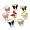 Adjustable Brass Micro Pave Clear Cubic Zirconia Finger Rings, with Resin, Butterfly with Rose, Golden, Mixed Color, Size 7, Inner Diameter: 17mm