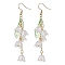 Flower Acrylic with 304 Stainless Steel Dangle Earrings, Golden, White, 75mm