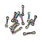 Ion Plating(IP) 304 Stainless Steel Connector Charms, Bar Links, Rainbow Color, 8x2x1mm, Hole: 1mm
