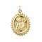 304 Stainless Steel Pendants, with Jump Ring, Oval with Saint Charm, Golden, 21x15x2.5mm, Hole: 3.5mm