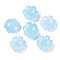 Transparent Spray Paint Glass Beads, Flower, Light Sky Blue, 14x14x5mm, Hole: 1.5mm