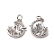 Brass Micro Pave Cubic Zirconia Pendants, Cadmium Free & Nickel Free & Lead Free, with Jump Ring, Moon with Unicorn Charms, Platinum, 15.5x13x2.5mm, Hole: 3mm