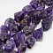 Natural Gemstone Amethyst Beads Strands, Nuggets, 13~35x8~28mm, Hole: 2mm, about 15~19pcs/strand, 15.74 inch