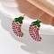Pepper Brass Micro Pave Cubic Zirconia Stud Earrings, with Enamel, Rack Plating, Long-Lasting Plated, Lead Free & Cadmium Free, Real 18K Gold Plated, 16x10.5mm