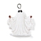 Halloween Themes Opaque Resin Pendants, with Platinum Iron Loops, Ghost, 30x24x7.5mm, Hole: 2.5mm