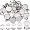 50Pcs 5 Styles 304 Stainless Steel Brooch Findings, Back Bar Findings, Flat Round, Stainless Steel Color, 10pcs/style