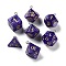 7 Styles Opaque Resin Polyhedral Dice Pendants Set, Multi-Sided Dice Charms with Platinum Plated Iron Loops, Mixed Shapes, Purple, Indigo, 20~28x19~24x17~24mm, Hole: 2mm, 1pc/style, 7Pcs/set