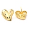 Brass with Cubic Zirconia Heart Stud Earrings, Long-Lasting Plated, Cadmium Free & Lead Free, Real 18K Gold Plated, 22x20mm