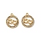 304 Stainless Steel with Crystal Rhinestone Charms, Ion Plating(IP), Ring with Heart, Golden, 14.5x12.5x2mm, Hole: 1.2mm