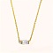 Birthstone Style Brass Cubic Zirconia Rectangle Pendant Necklaces for Women, Golden, Clear, 15.75 inch(40cm)