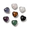Brass Pave Natural Mixed Gemstone Heart Multi-Strand Links, Platinum, Cadmium Free & Lead Free, 18x18x10~10.5mm, Hole: 1.8mm