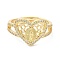 Heart Rosary Real 18K Gold Plated Rings for Girl Women Gift, Brass Micro Pave Cubic Zirconia Adjustable Rings, Religion Jewelry, Clear, US Size 7 1/4(17.5mm)