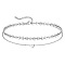 Summer Beach 201 Stainless Steel Sequin Link Chain Heart Link Double Layer Anklets for Women, Stainless Steel Color, 9-7/8 inch(250mm)