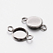 Tarnish Resistant Flat Round 304 Stainless Steel Cabochon Connector Settings, Plain Edge Bezel Cups, Stainless Steel Color, Tray: 8mm, 17x10x1.8mm, Hole: 2mm