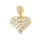 Сердце стойки обшивки латунь микро проложить Цирконом подвески KK-Z074-55G-1
