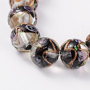 Ручной работы Золотые пески Lampwork круглые бусины LAMP-L042-01C