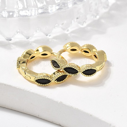 Серьги-кольца из латуни с микро-паве из фианита EJEW-K083-34G-A-1