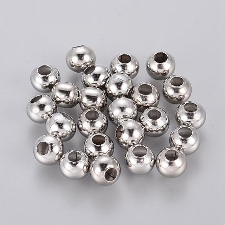Полые круглые бусины со швом из нержавеющей стали марки 304 X-STAS-R032-6mm-1