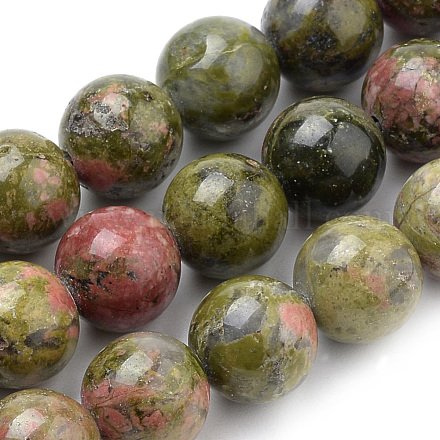 Природные Unakite бисер нитей G-S259-14-12mm-1