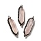 Natural Rose Quartz Big Pointed Pendants, Faceted Bullet Charms, with Antique Silver Tone Brass Chain and Stannum, Lead Free & Cadmium Free, 52~57x17~17.5x13~13.5mm, Hole: 4mm