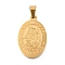 304 Stainless Steel Pendants, Oval with Saint Michael Charm, Religion, Real 18K Gold Plated, 27x18x2mm, Hole: 6x3mm