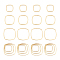 30Pcs 3 Styles 201 Stainless Steel Linking Rings, Rhombus, Golden, 12~20x12~20x1mm, 10pcs/style