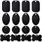 40Pcs 4 Style Aluminium Pendants, Pet Tag, Oval & Flat Round & Rectangle & Bone, Black, 25~38x25~38x1mm, Hole: 3~3.5mm, 10pcs/style