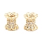 Brass Micro Pave Clear Cubic Zirconia Beads, Cadmium Free & Nickel Free & Lead Free, Column, Real 18K Gold Plated, Wavy edge, Clear, 8.2x8mm, Hole: 1.8mm