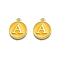 Golden Plated Alloy Enamel Charms, Enamelled Sequins, Flat Round with Alphabet, Letter.A, Yellow, 14x12x2mm, Hole: 1.5mm