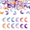 108Pcs 6 Colors Transparent Glass Charms, with Gold Foil, Crescent Moon, Mixed Color, 16x11.5x3mm, Hole: 1.2mm, 18pcs/style