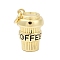 Mother's Day Brass Enamel Pendants, with Jump Ring, Coffee Cup Charms, Rack Plating, Cadmium Free & Lead Free, Lasting Plated, Real 18K Gold Plated, 15.5x10mm, Hole: 3.5mm