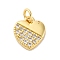 Brass Micro Pave Cubic Zirconia Pendants, Cadmium Free & Lead Free, Heart Charms, with Jump Ring, Real 16K Gold Plated, 15.5x10.5x2mm, Hole: 3mm
