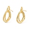 Rack Plating Brass Twist Oval Dangle Stud Earrings, Lead Free & Cadmium Free, Real 18K Gold Plated, 20.5x11mm