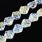 Transparency Electroplate Glass Beads Strands, Nuggets, AB Color Plated, Half Plated, Clear, 14x13.5x9.2mm, Hole: 0.9mm, about 45pcs/strand, 24.61''(62.5cm)