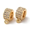 Brass Micro Pave Cubic Zirconia Tube Bails, Cadmium Free & Nickel Free & Lead Free, Loop Bails, Column, Real 18K Gold Plated, 10x8x4.5mm, Hole: 1mm, Inner Diameter: 4mm
