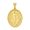 Ion Plating(IP) 304 Stainless Steel Pendants, Oval with Saint Charm, Golden, 35.5x26x4mm, Hole: 9.5x5mm