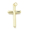 Brass Pendants, Cross Charms, Long-Lasting Plated, Lead Free & Cadmium Free, Rack Plating, with Jump Ring, Real 18K Gold Plated, 33x17.5x3mm, Hole: 3mm
