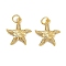 Brass Micro Pave Cubic Zirconia Pendants, Starfish, with Jump Ring, Long-Lasting Plated, Cadmium Free & Lead Free, Rack Plating, Golden, Clear, 19.5x17.5x3.5mm, Hole: 4mm
